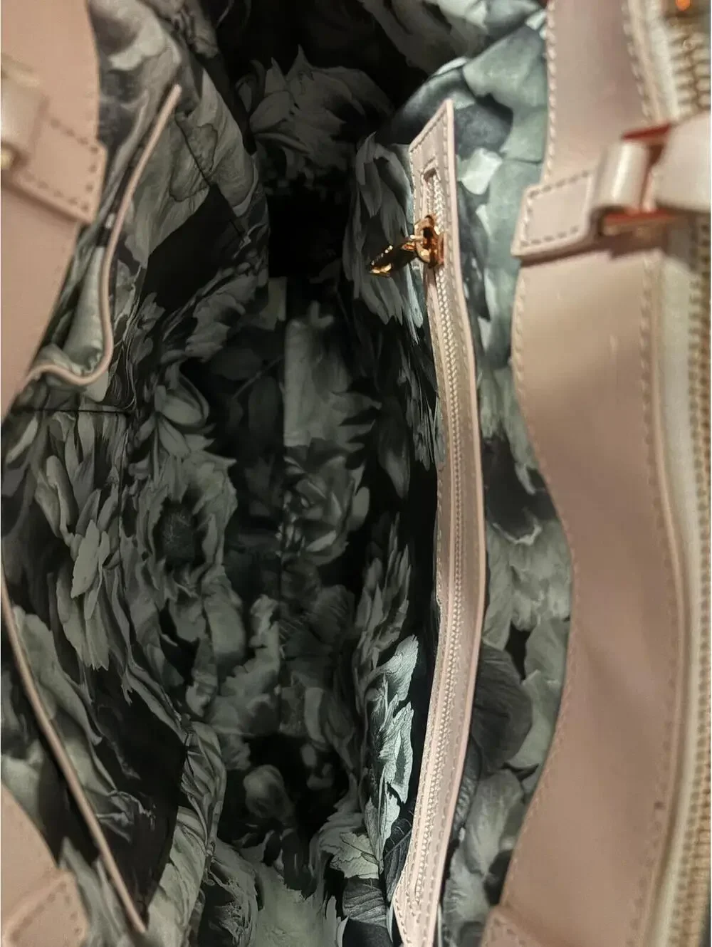 Ted Baker Pink & Coral Colorblock Leather Tote Bag with Rose Gold Bow